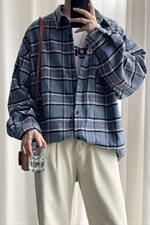 格子衬衫男韩版潮流秋季加厚毛呢衬衣港风痞帅潮牌外套DX128P65，男装衬衫，电商B413-1
