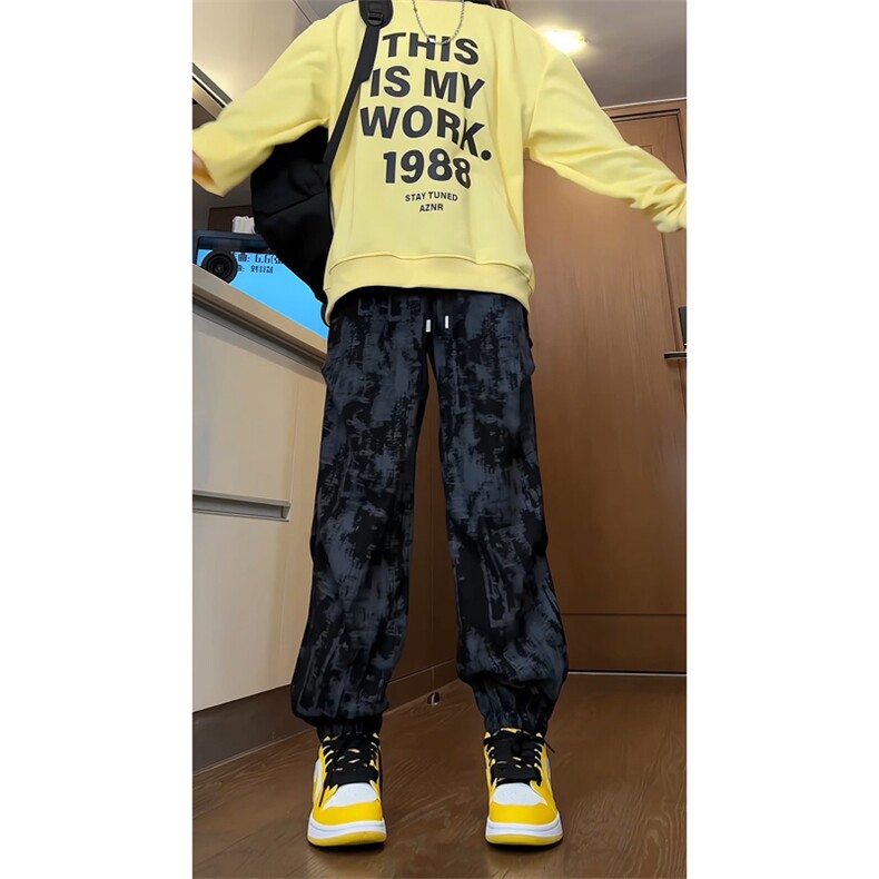 量大优供视频扎染灯芯绒束脚休闲裤男CP83-特P35,男装休闲裤,电商B371