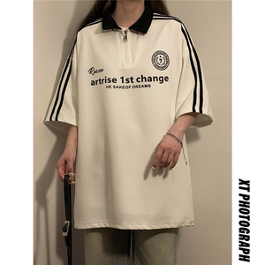 主推款！夏季新品Polo衫短袖美式设计感翻领T恤衫男7829-P48,女装T恤,电商C213(原B265)