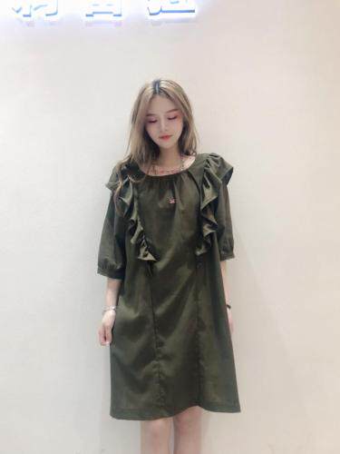 后背系带木耳花边裙，其它，雪莉雷拉