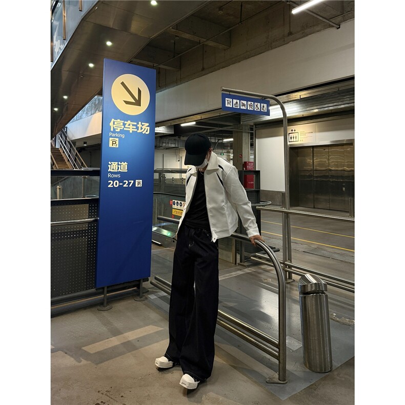 美式复古撞色拼接翻领夹克男女春秋款宽松休闲百搭情侣外套潮,男装夹克,星座516A