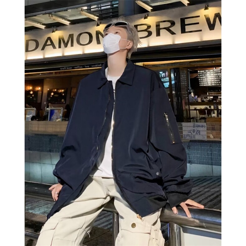 美式翻领工装外套男春秋潮牌休闲飞行员夹克1001-1-WT33-P58,男装夹克,星座1001-1