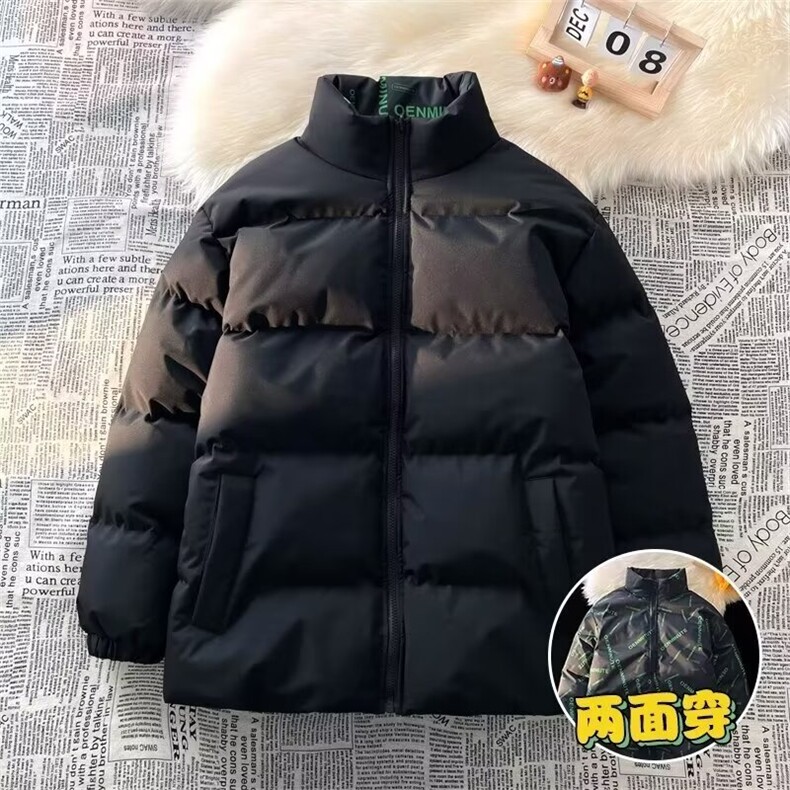 2026新款男女冬季纯色百搭保暖双面穿棉衣加厚立领外套MY2218/P68图片