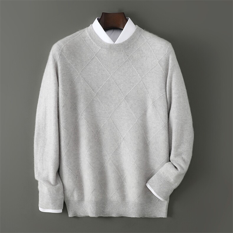 2025百搭时尚简约菱形羊毛衫，男装羊毛衫，千国羊绒