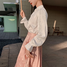 【现货新品】2024春装新款新中式衬衫改良马面裙套裙，女装套装/套裙，浙宝220
