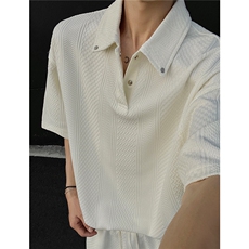 肌理感短袖POLO衫两件套宽松短袖短裤运动套装男H1092特P65，男装Polo衫，电商A341