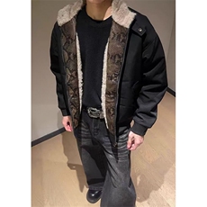冬季美式拼蛇皮纹PU皮棉衣ing短款保暖夹克座山雕棉服男MJ101，男装夹克，星座1116A（原606A-3）