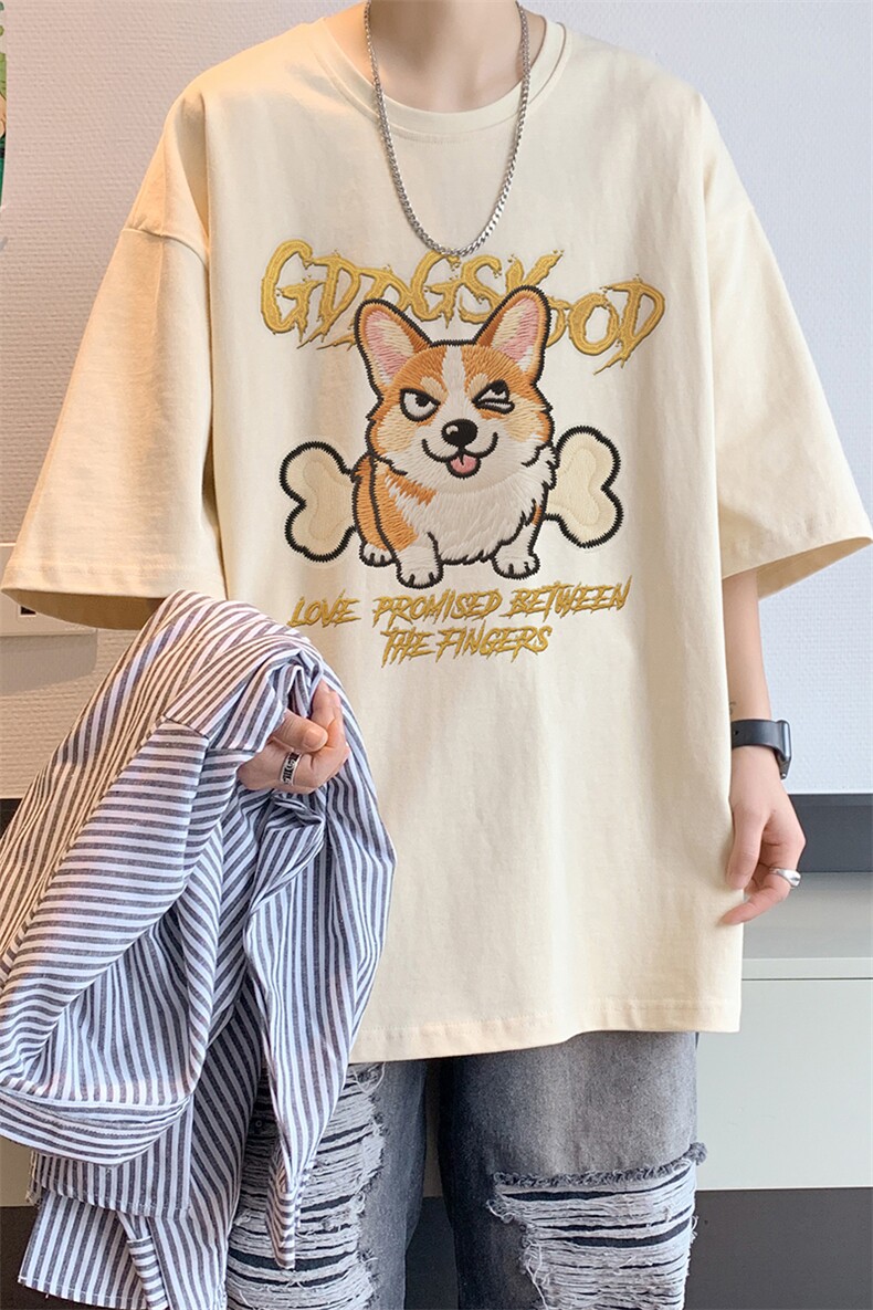 已注册/夏季内景仿刺绣印花宽松短袖T恤男潮百搭打底DT00595/P25,男装T恤,电商B316
