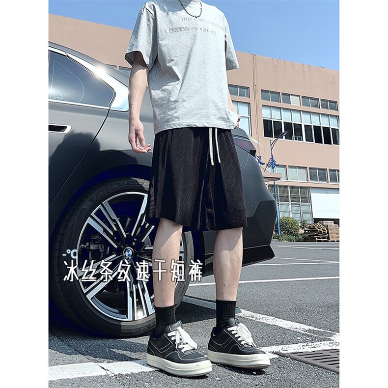 A178男女同款冰丝条速干短裤休闲夏季外穿宽松休闲裤DK159-P20,男装休闲裤,电商A178