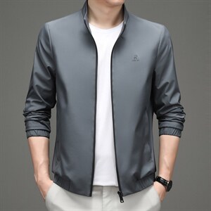 立领外套春秋季男装2023年新款商务休闲时尚中年男士夹克上衣图片
