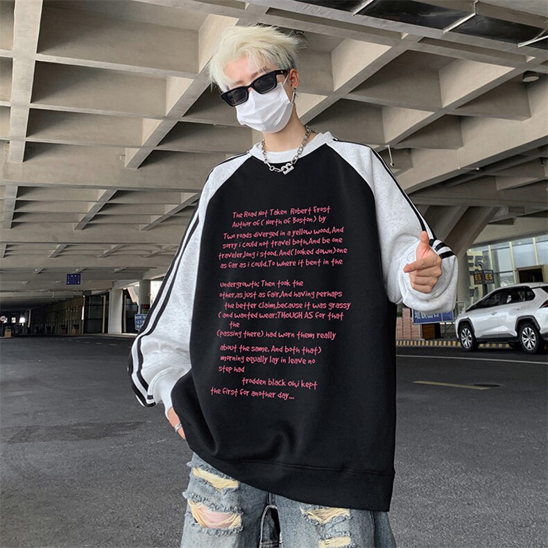抖音得物供货提供视频秋冬重磅美式宽松织带圆领卫衣0707,男装卫衣,电商A486