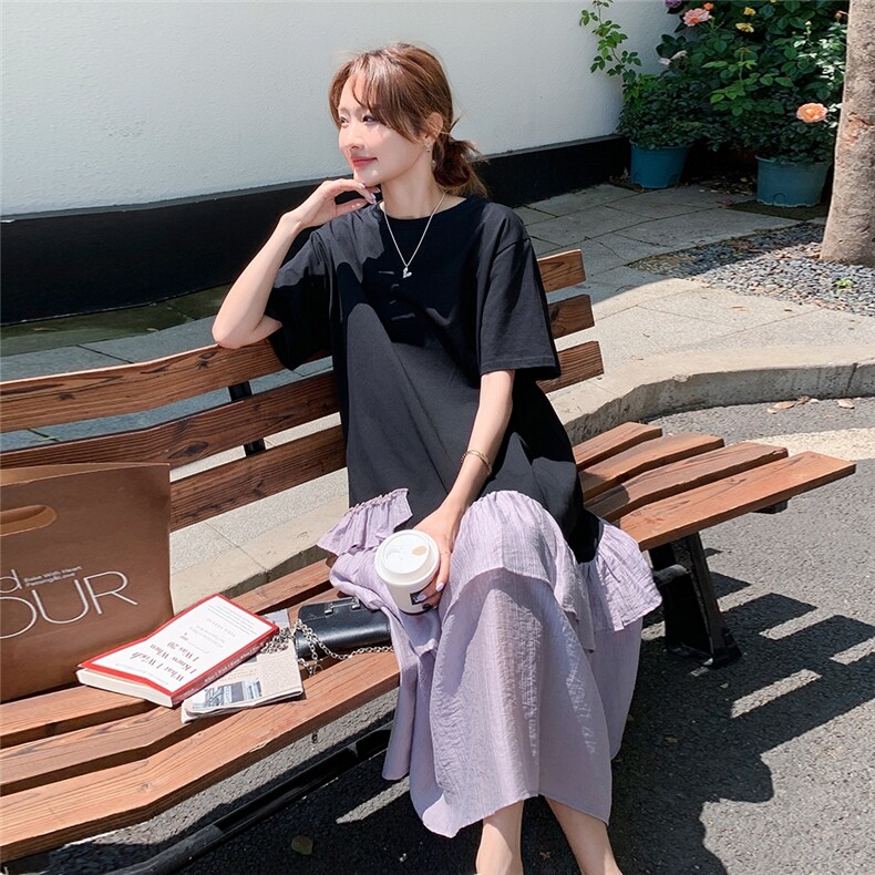 时髦拼接不规则设计感连衣裙女夏季2025新款气质高级感慵懒风长裙,女装连衣裙,浙宝208