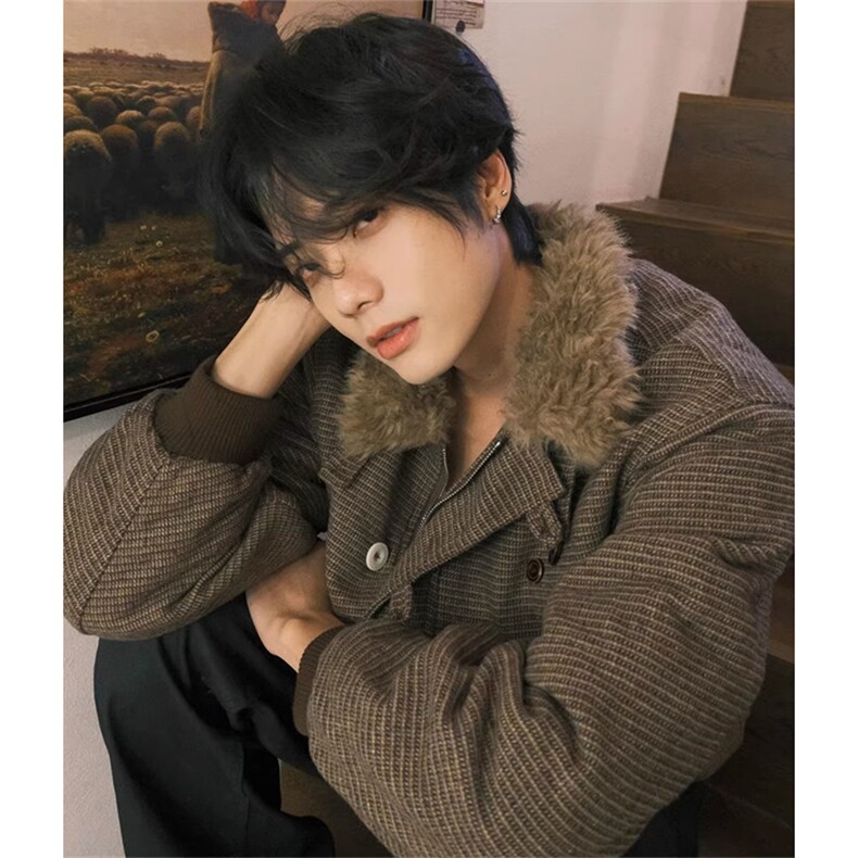 毛外套男士冬季宽松加绒立领棉衣韩系简约休闲棉服MZ123,男装棉衣,星座1116A（原606A-3）