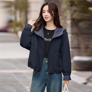 夹棉外套女2025秋冬季新款超好看洋气韩系轻薄短款羽绒棉服小棉袄图片