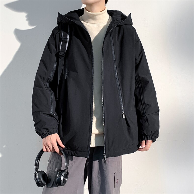 新款冬季日系机能风连帽工装潮流棉衣外套情侣百搭MY9087-P100,男装棉衣,电商A128