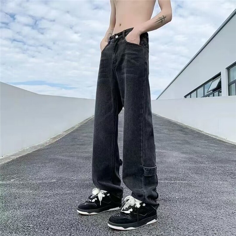 牛仔裤男复古潮牌美式微喇高街直筒阔腿裤子310A-4-NZ70-P50,男装牛仔裤,星座310A-4