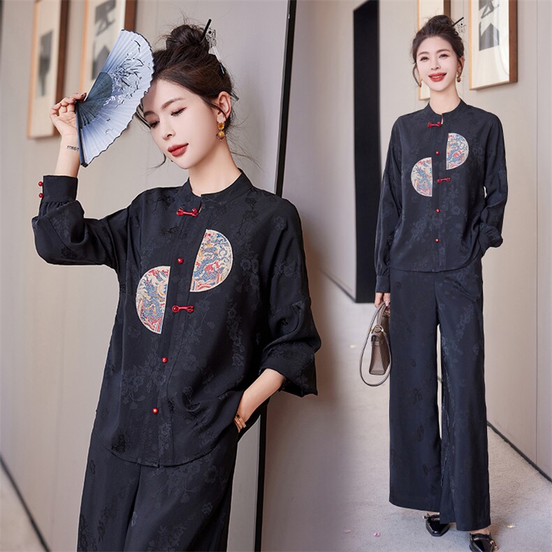 2024春装新款时尚潮流简约气质两件套中式高级感套装套裙，女装套装/套裙，众宇琦