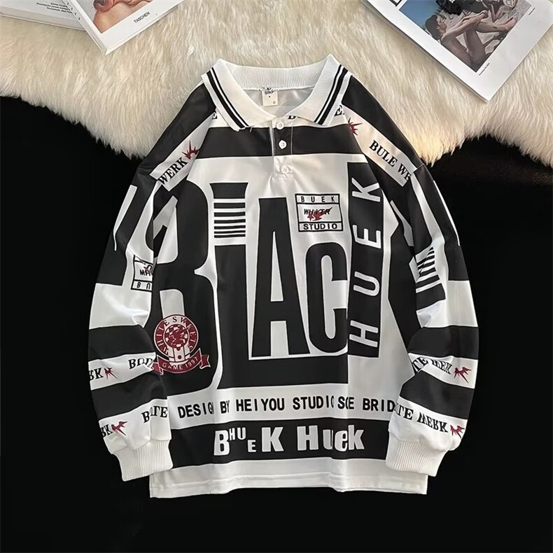 polo卫衣男秋新款美式涂鸦满印上衣潮牌炸街hiphop外套WY673P36，女装短外套，星座1013-5