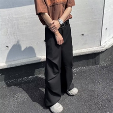褶皱西装裤男设计感小众宽松阔腿微喇叭休闲裤子包边KH228，男装休闲裤，星座1116A-1（原606A）