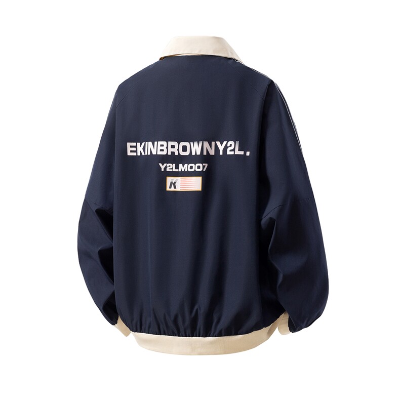 美式复古印花字母双袖三杠织带大码M-5XL夹克男JK77766P75控98，男装夹克，星座226-2