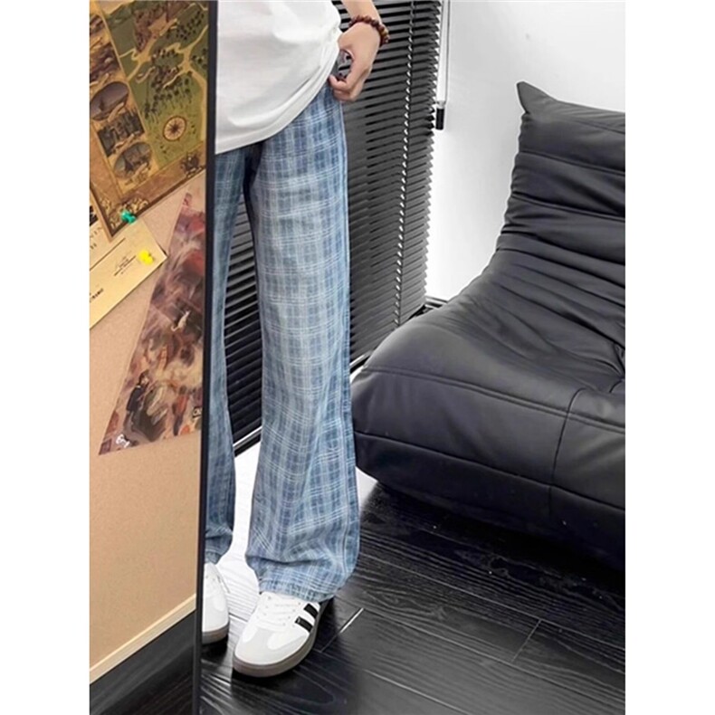 美式复古小众水洗竹节纹直筒牛仔裤男高街vibe嘻哈宽松百搭休闲裤,男装牛仔裤,星座506A