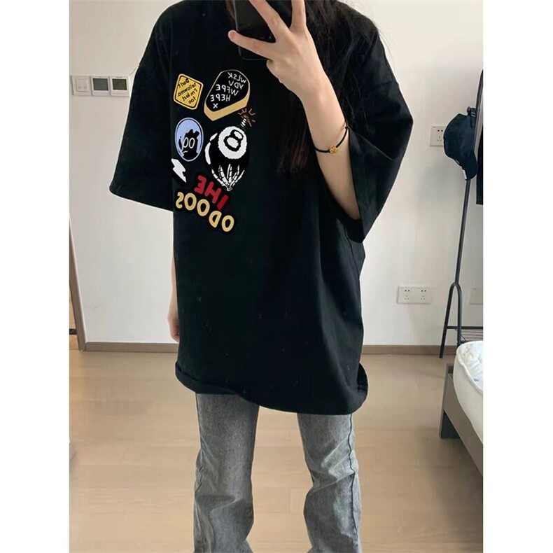 万针全刺绣工艺得物抖音高品质260克纯棉双纱美式高街短袖T恤P33,男装T恤,电商A486-1