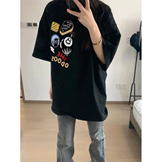 万针全刺绣工艺得物抖音高品质260克纯棉双纱美式高街短袖T恤P33，男装T恤，电商A486-1