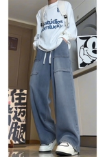 秋季新款2025美式潮牌大口袋设计牛仔裤男直筒裤子-A1155TP50控70，男装牛仔裤，电商B241