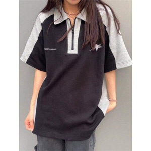 美式学院风短袖T恤女夏季撞色拼接polo领体恤情侣上衣LYD2299-P30图片
