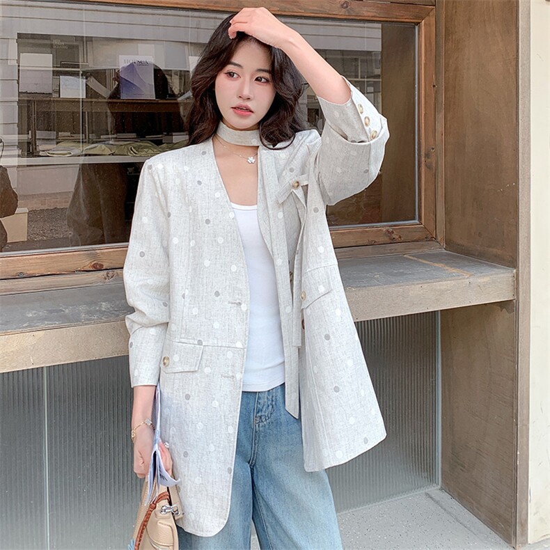 有大货春装波点飘带西装外套2C317A-8605-P155-K248,女装短外套,2C317A