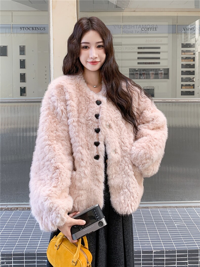 现货主推2025新款皮毛一体环保皮草减龄大衣冬1506-P175K268,女装皮草,欣美人