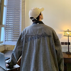 春季新款小众设计感宽松情侣装美式潮牌刺绣牛仔外套男W7031-P65，男装夹克，星座512-2