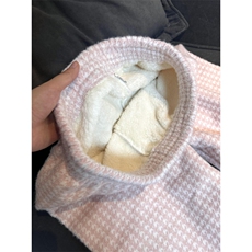 AK2484-P60千鸟格绒绒裤女秋冬24新款小众设计感加厚垂感阔腿裤，女装休闲裤，星座617A-2