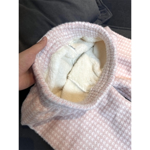 AK2484-P60千鸟格绒绒裤女秋冬24新款小众设计感加厚垂感阔腿裤图片