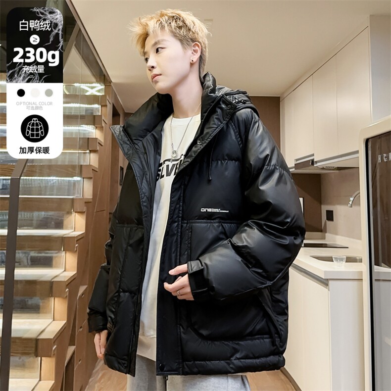 冬季加厚羽绒服男连帽印花字母羽绒衣外套潮青年A266-88686-P180,男装羽绒服,电商A266