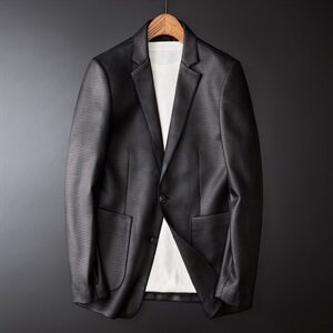 秋冬男士皮衣 PU皮西服修身外套商务休闲西装7218P195图片
