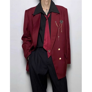 日系制服男女红色双排扣西服简约新款潮流气质时尚XX06