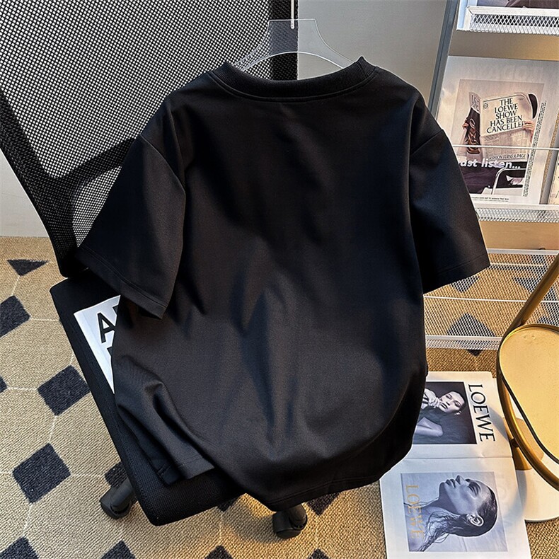 美式圆领短袖男宽松设计感痞帅T恤夏季慵懒风上衣服潮T5860-P38,男装T恤,星座308B-1