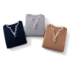 2025年秋季新款百搭女士长袖假两件羊绒衫，女装羊绒衫，澳冬特羊绒