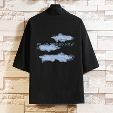 HF59143-P40风汉服男开衫外套七分袖道袍砖墙挂拍，男装民族服装，电商A040A