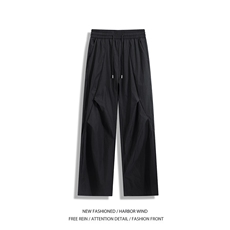 抖音品质夏季新款美式褶皱设计宽松冰丝裤B315-K25798-特p30控58，男装休闲裤，电商B315