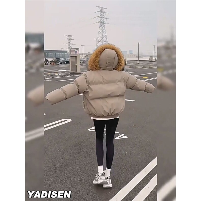 现货三防重磅硬挺boxy短款羽绒棉衣座山雕大毛毛领PU皮棉服外套冬,男装棉衣,电商A486-1
