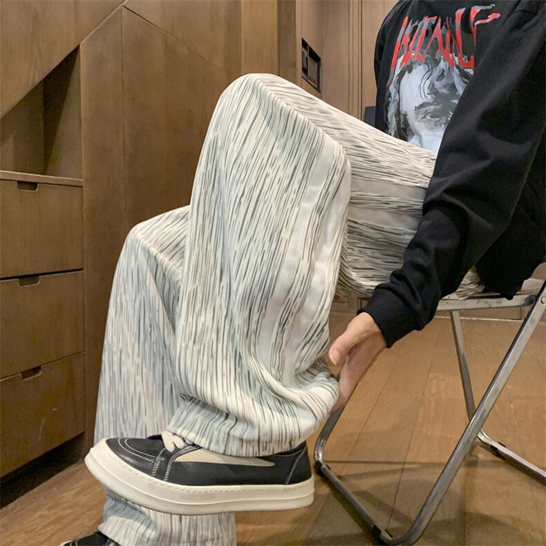 扎染纹理感裤男秋季垂坠感痞帅休闲裤美式宽松阔腿长裤K7817-P35,男装休闲裤,星座505-3