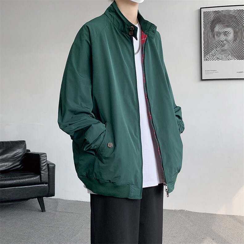 8XL-M美式复古棒球服外套男特大码潮牌双拉链立领夹克衫JK005P85,男装夹克,电商B312