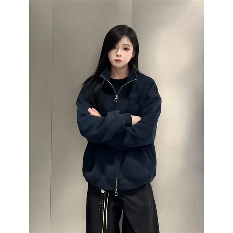抖音得物高品质秋冬美式高街重磅结构纹理立领卫衣夹克外套XS105,男装夹克,电商A486-1