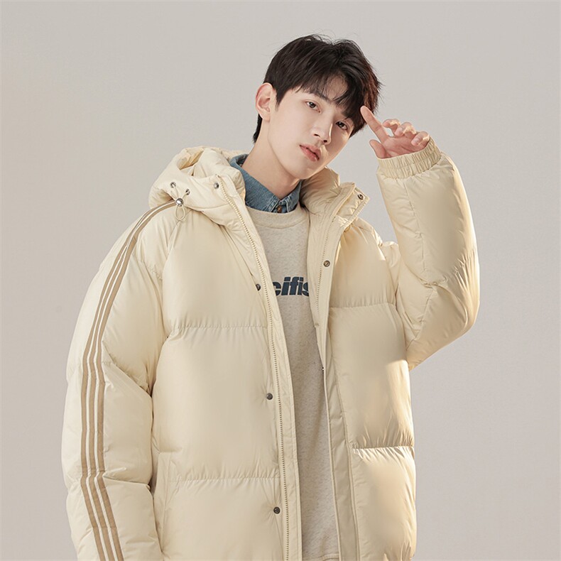 冬季港风三条杠撞色连帽棉衣加绒加厚拼色加厚棉衣外套MY6088P90，男装棉衣，电商A128