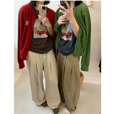 2025年秋季时尚百搭通勤简约休闲小花刺绣开衫，女装羊毛衫，伊绒腾羊绒