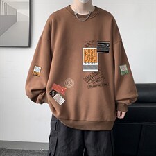 圆领卫衣男大码加厚加绒长袖t恤男S6121-P28加绒款-P33，男装卫衣，电商A040