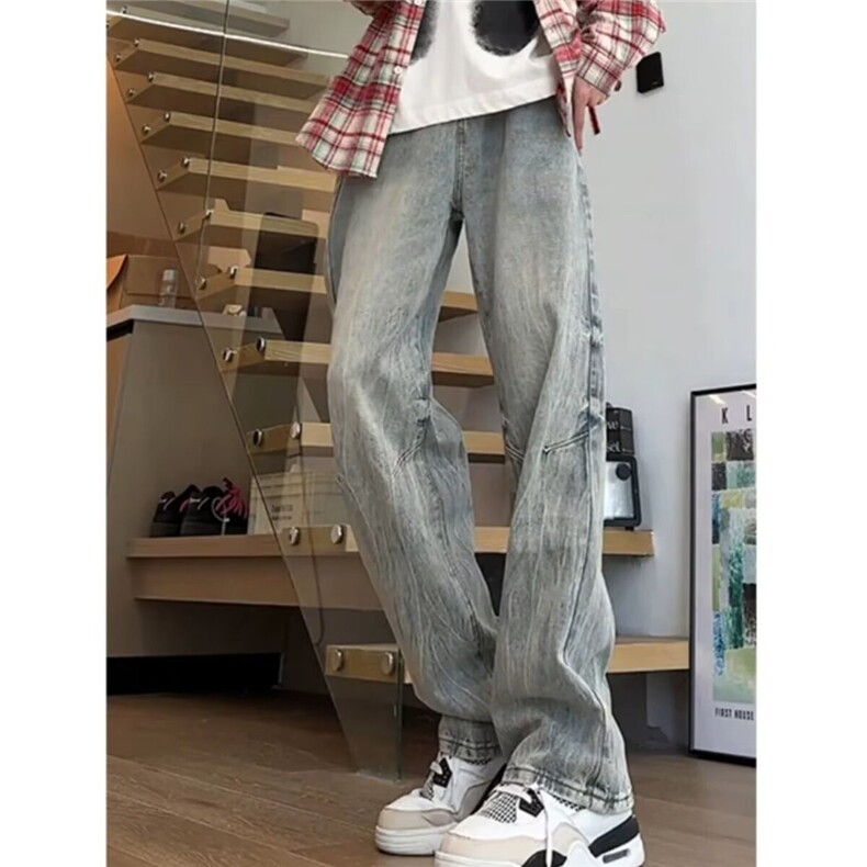 复古美式闪电纹牛仔裤男新款美式高街直筒阔腿长裤513ACK2649P40,男装牛仔裤,星座513A