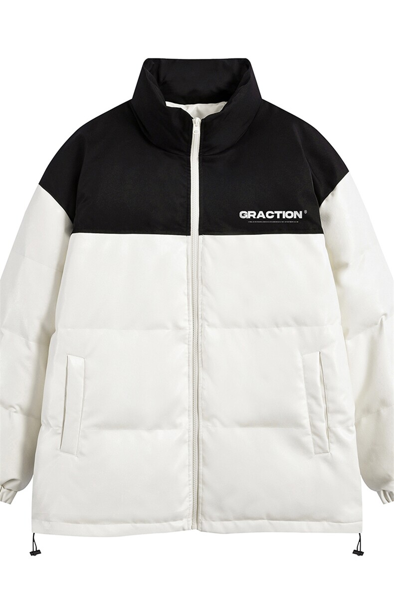白底23新款冬季时尚百搭宽松字母印花PU棉服外套MY401P115控158,男装棉衣,电商A247-1